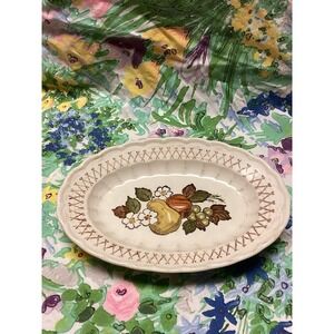 Discontinued Vernon Ware By Metlox Relish Fruit Flower Basket Weave Oval Platter